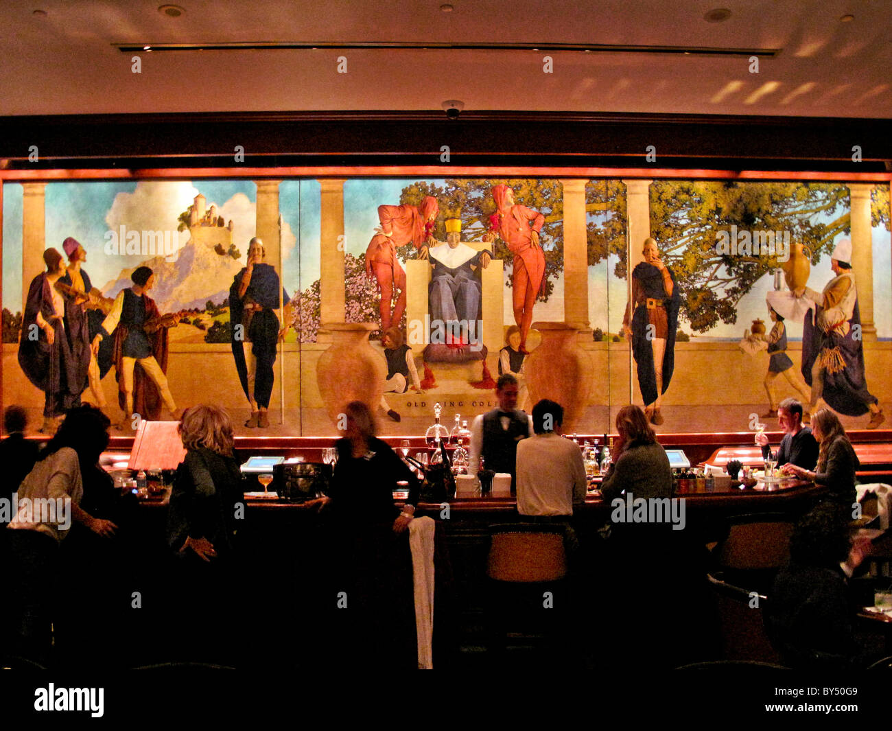 A famous 1906 mural of Old King Cole by Maxfield Parrish decorates the Old King Cole Bar at the St. Regis Hotel in New York City Stock Photo