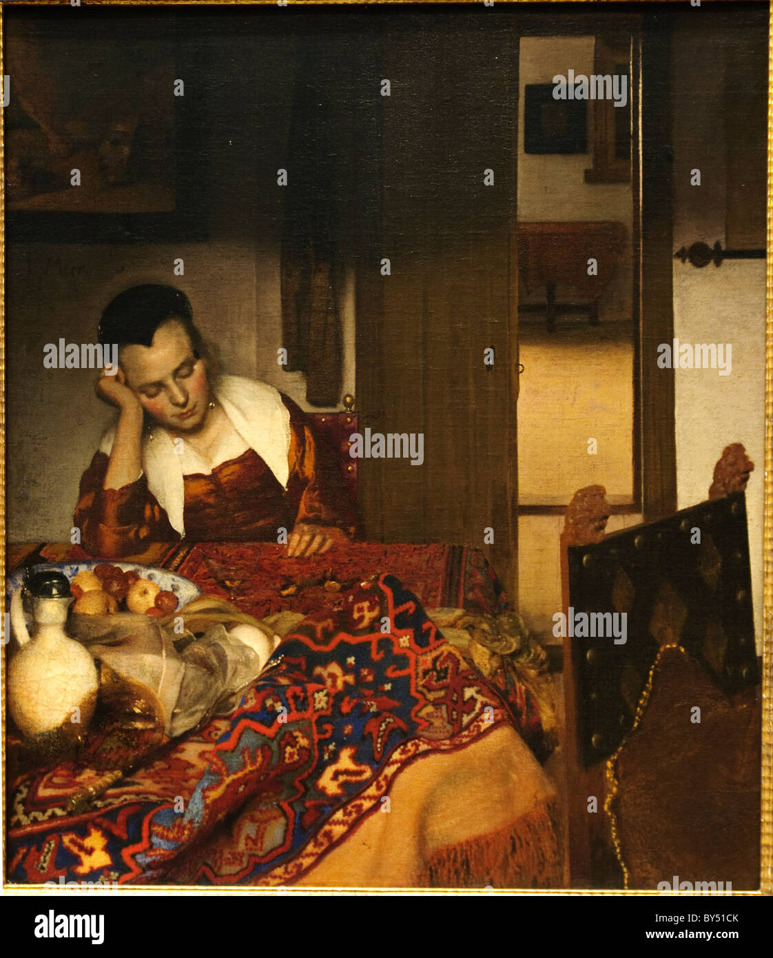 A Maid Asleep, ca. 1656–57, by Johannes Vermeer Stock Photo