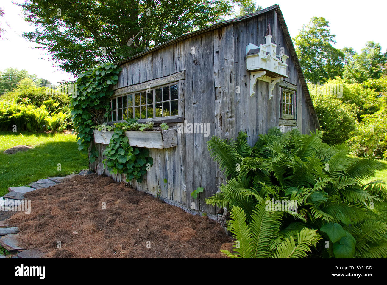 Old shed at the Berkshire Botanical Garden Stock Photo