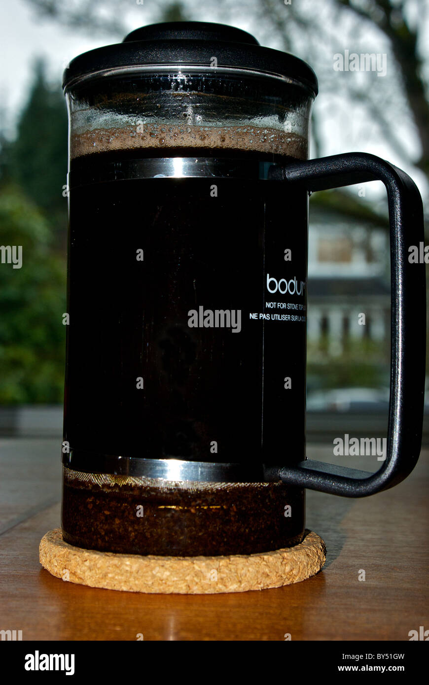 Glass French press coffee maker Stock Photo Alamy