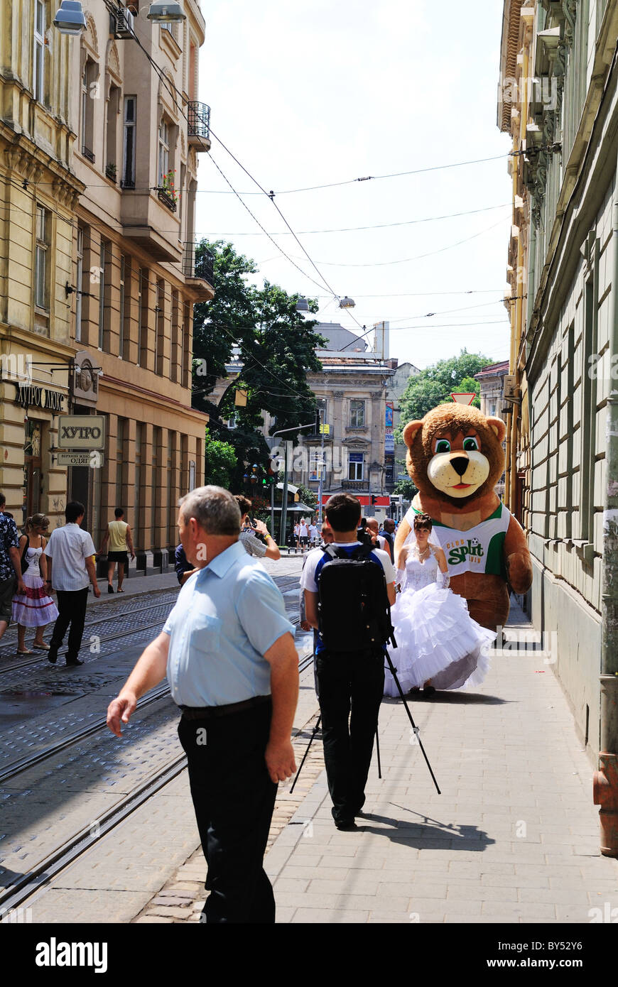 street wedding Lviv Ukraine Stock Photo