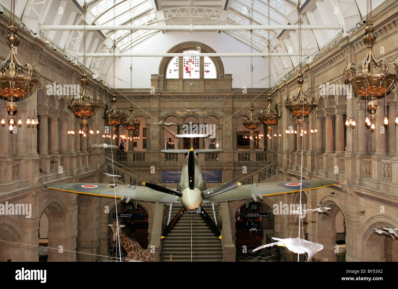 Spitfire inside Kevingrove Art Gallery and Museum in Glasgow, Scotland. Stock Photo