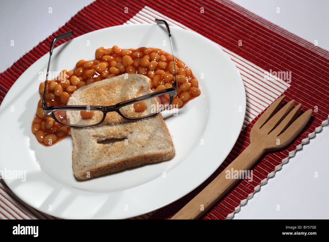 baked beans toast bread funny face glasses Stock Photo Alamy