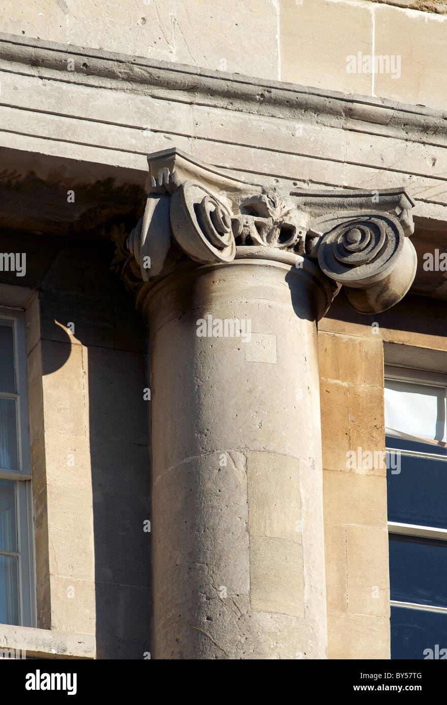 Georgian Ionic Column detail 1 The Royal Crescent Bath Somerset England UK built by John Wood the Younger Stock Photo
