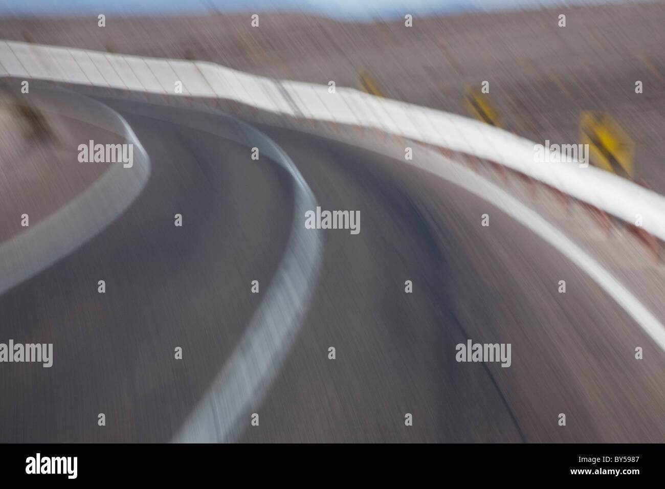 Curve in a road, blurred motion Stock Photo