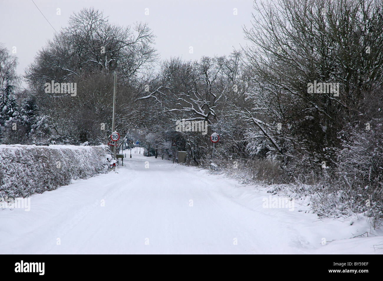 Snow on a road Stock Photo