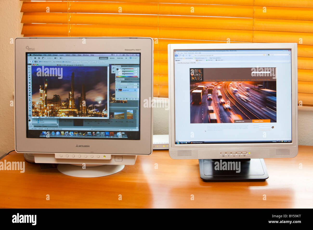 Computer monitors using energy Stock Photo Alamy