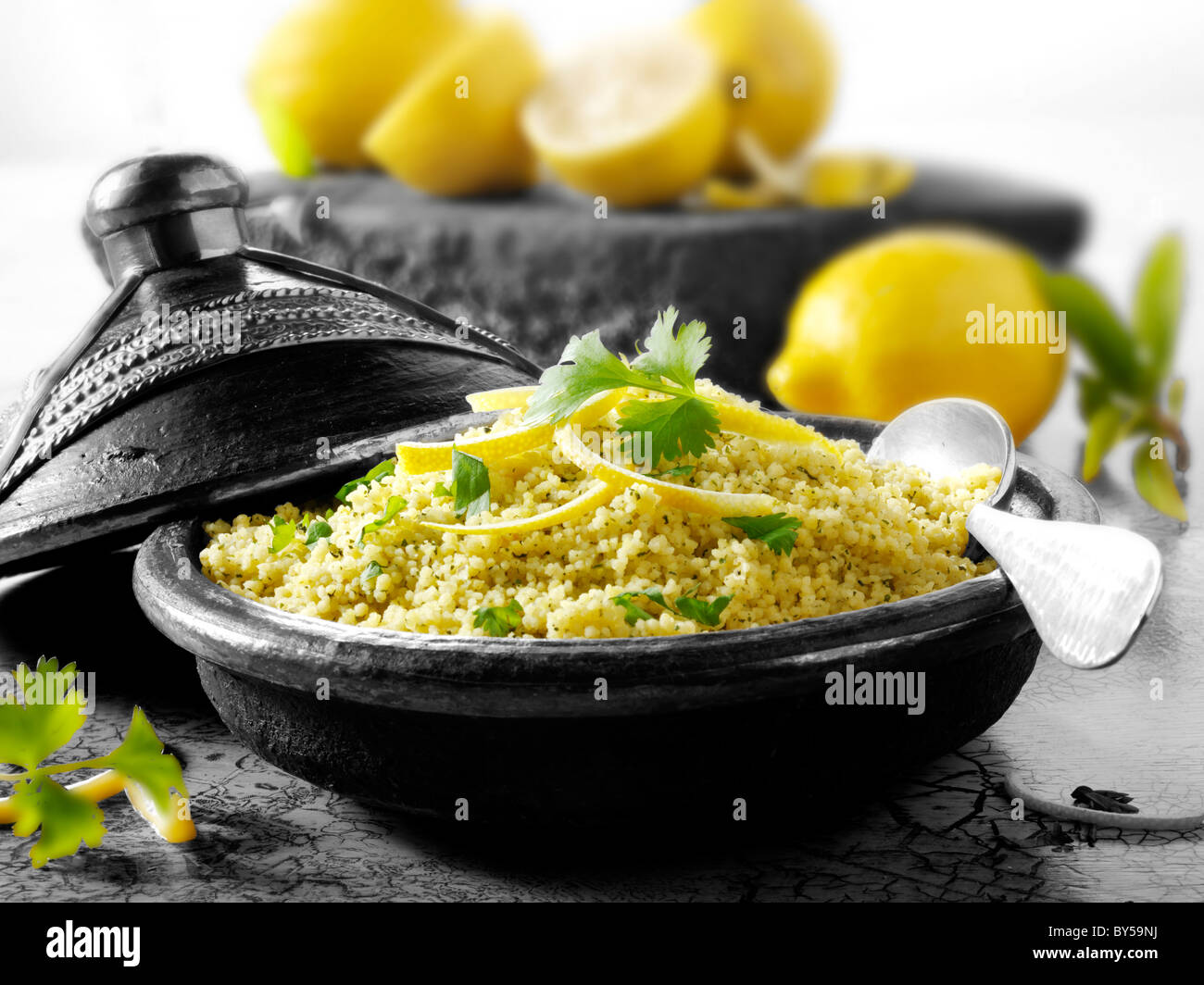 Lemon & Coriander Couscous Stock Photo Alamy