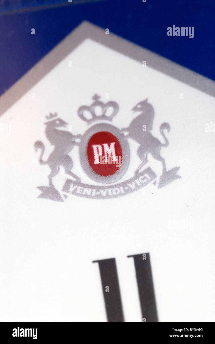 Close up of a Marlboro pack of cigarettes. The blue edition sold in Mexico  Stock Photo