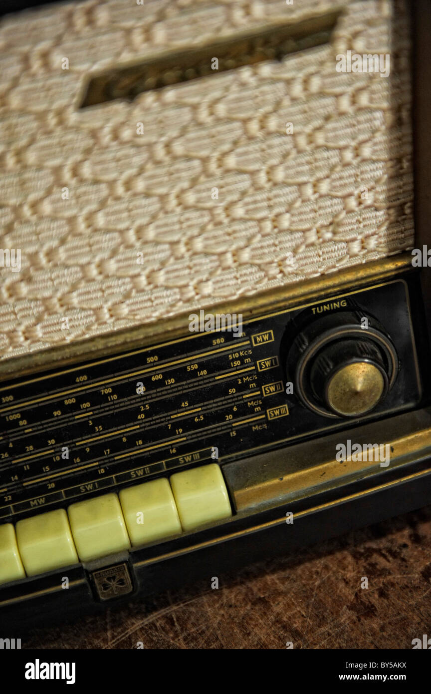Old 1950's Grundig 941W radio close up detail shot Stock Photo