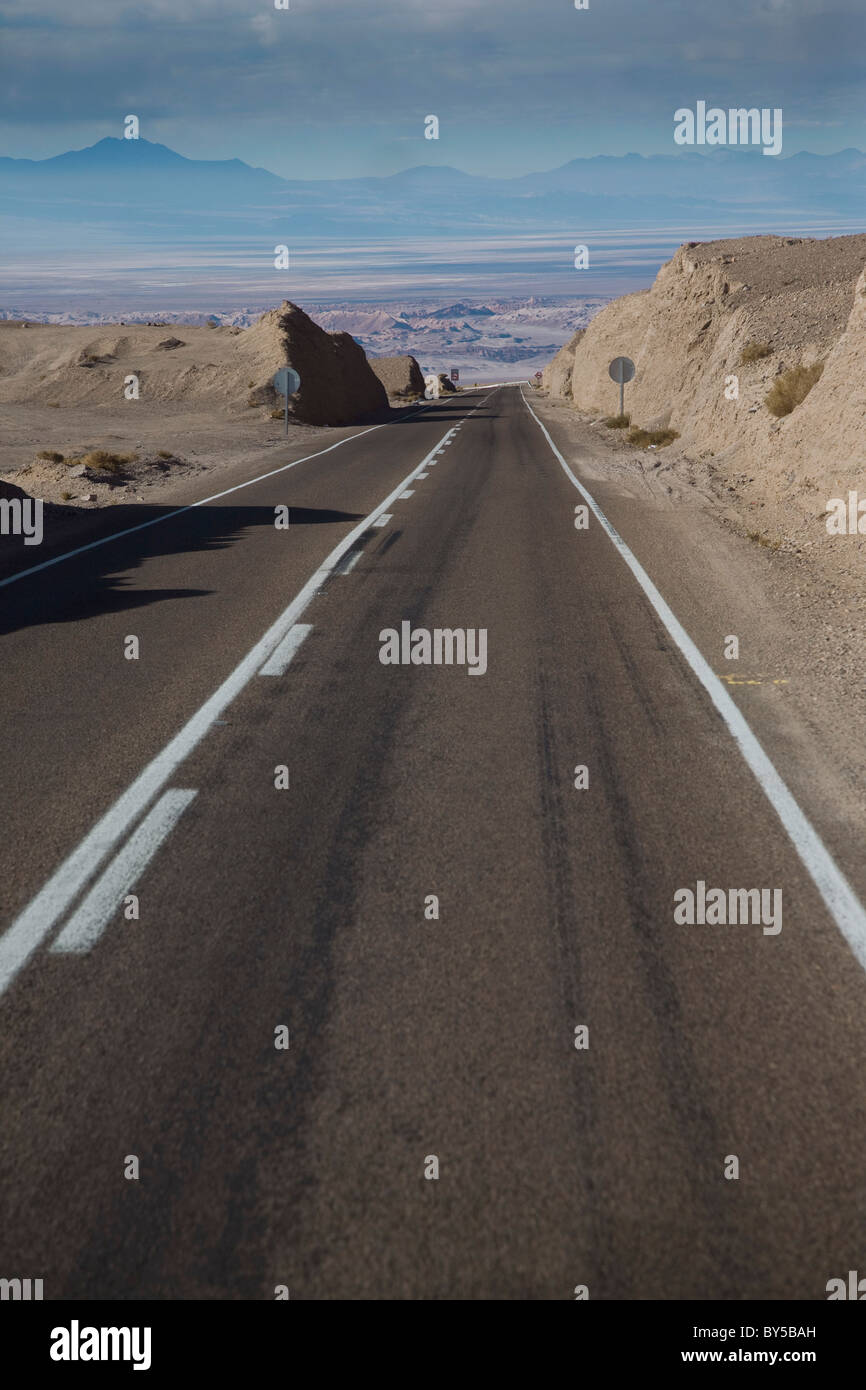 A highway in the Atacama Desert, Chile Stock Photo