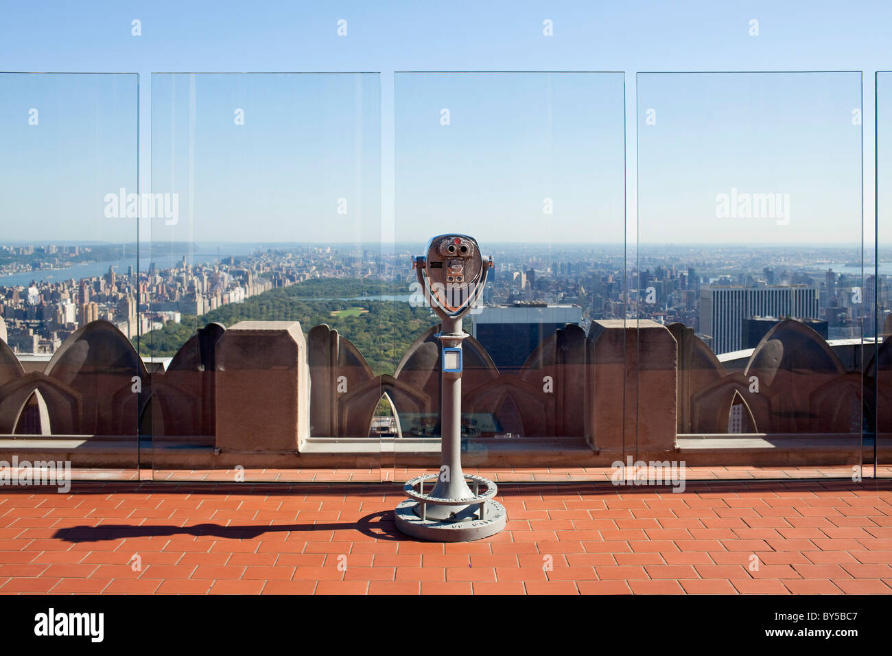 Observation deck looking out over Manhattan Stock Photo