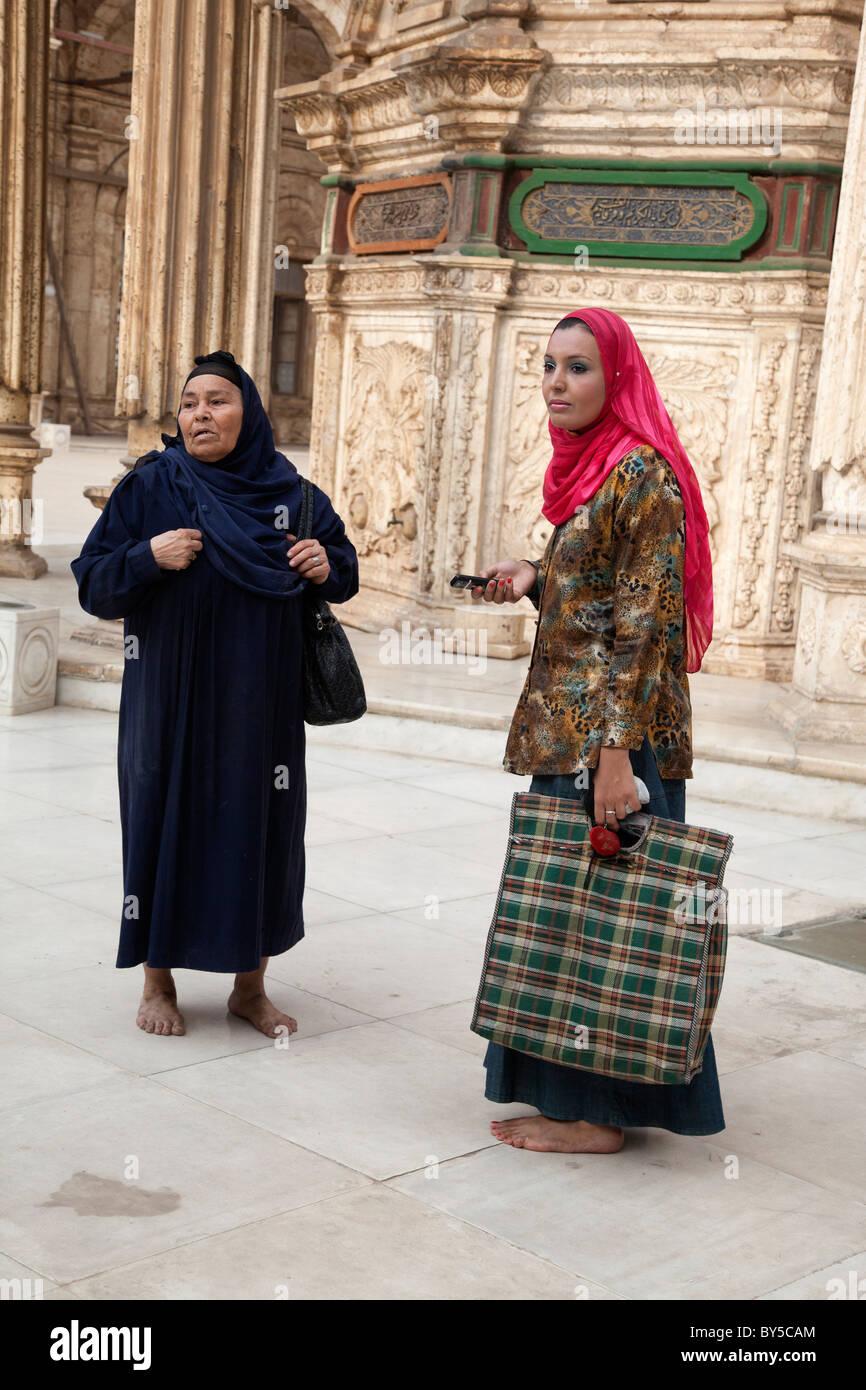 Two women in the Muhammed Ali Mosque, Cairo Egypt Stock Photo