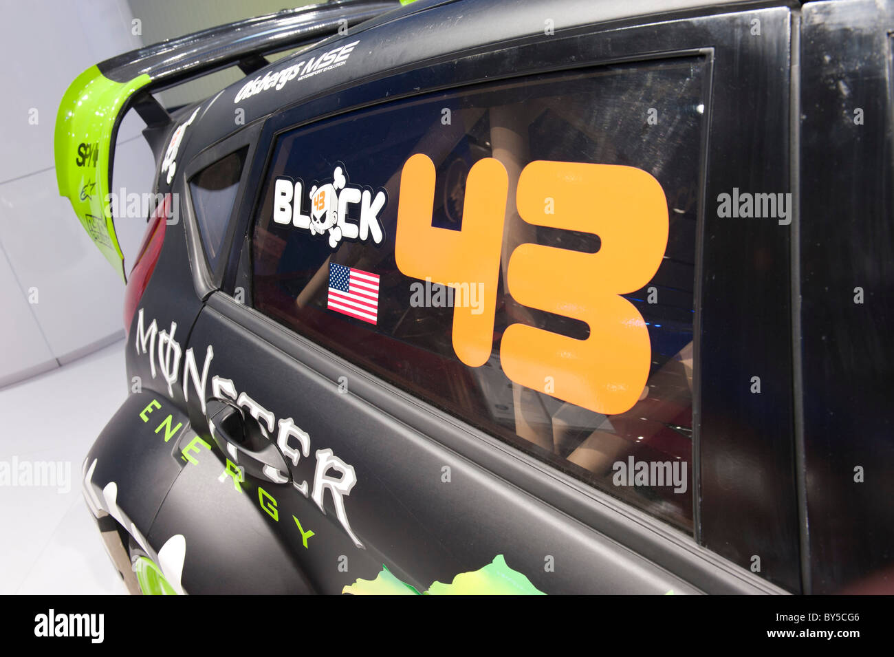 Ken Block's Ford Fiesta rally car at the 2011 North American International Auto Show in Detroit Michigan USA Stock Photo