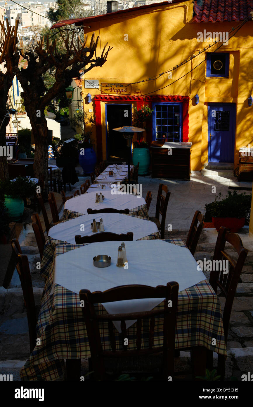 Taverna(restaurant) in old Athens, Plaka Stock Photo