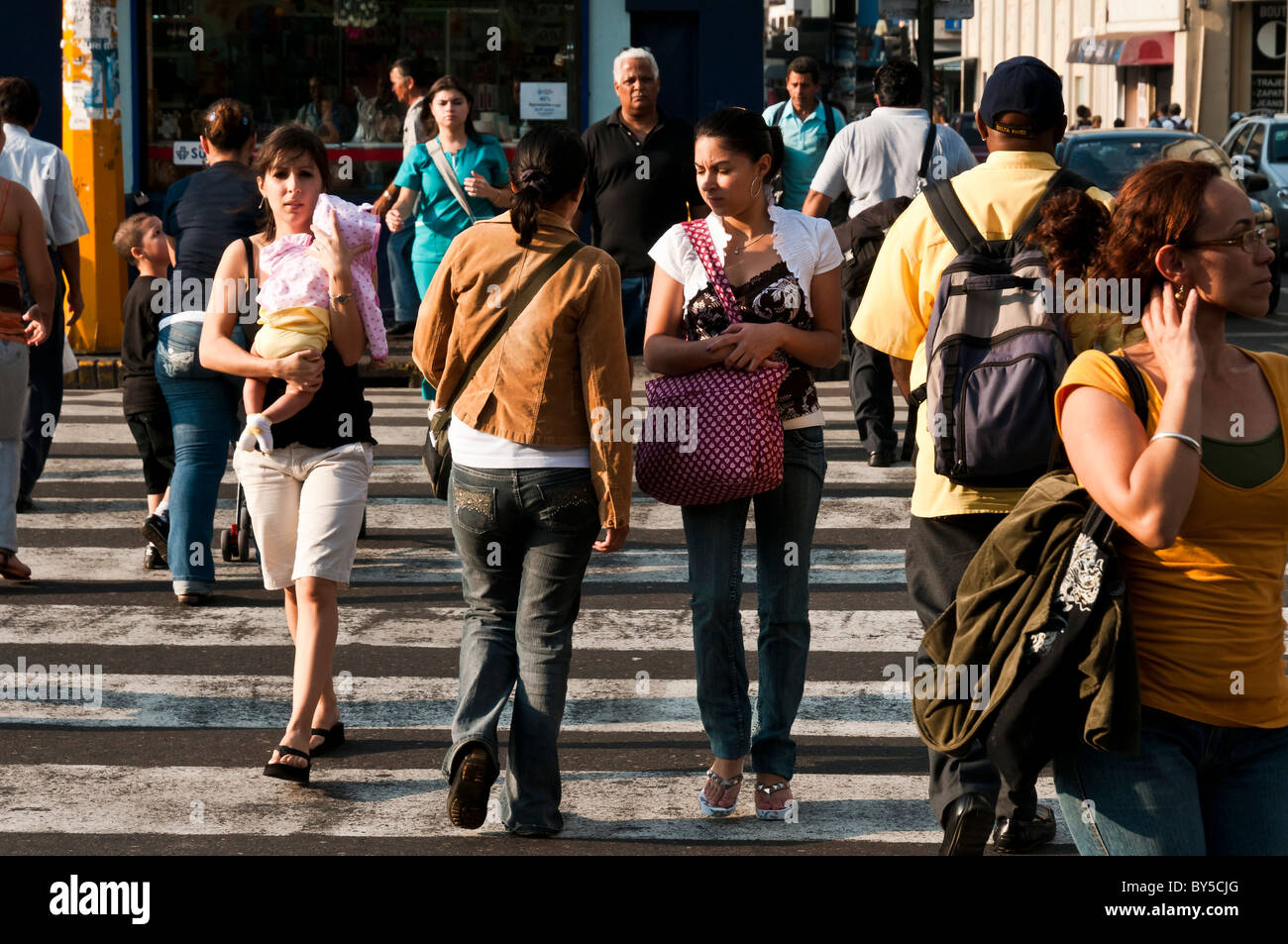 Costarican citizens walking in the streets of the historical center of