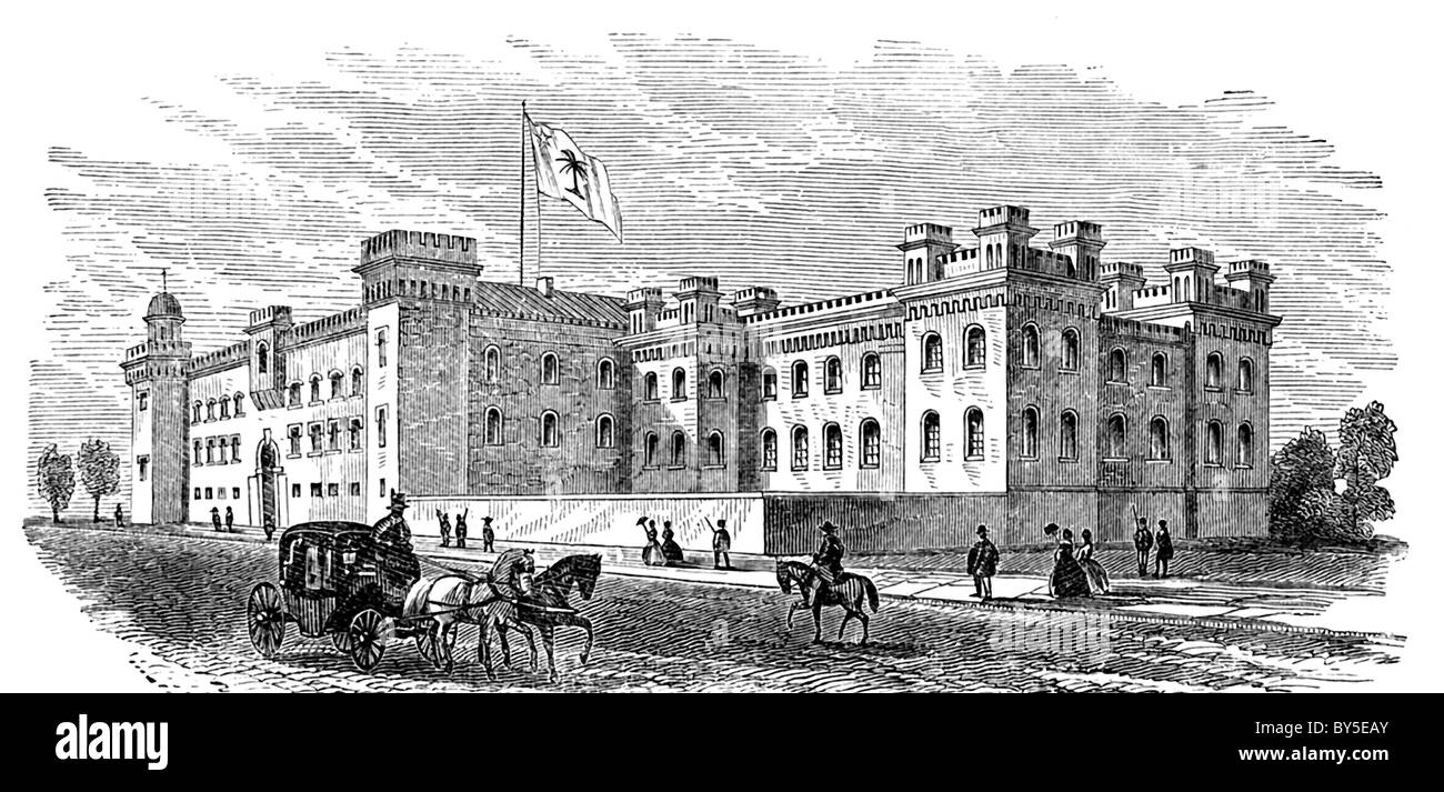 The Citadel Academy at Charleston, South Carolina, was the premier military school in the state at the time of the Civil War. Stock Photo
