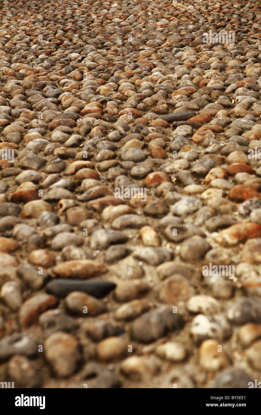 close up detail shot of a cobbled stone streets in rye england Stock Photo