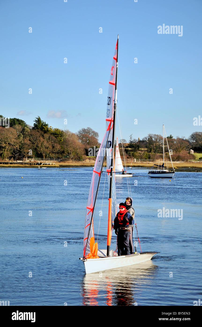 Lymington Hampshire UK River Estuary Harbor Harbour Ferry Sailing Boats Royal Club Yachts Stock Photo