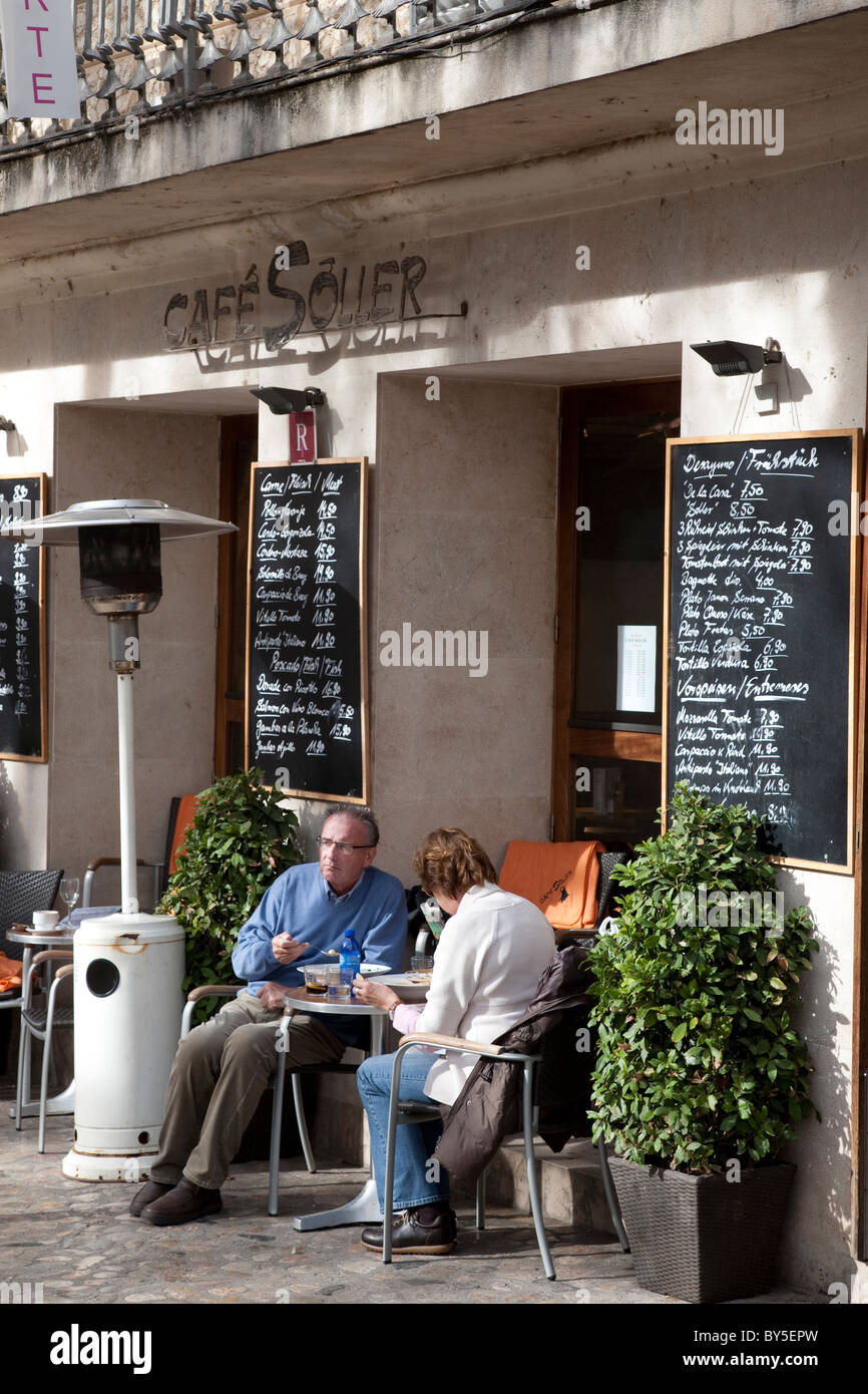 Cafe Soller in Constitution Square, Soller, Majorca, Spain Stock Photo