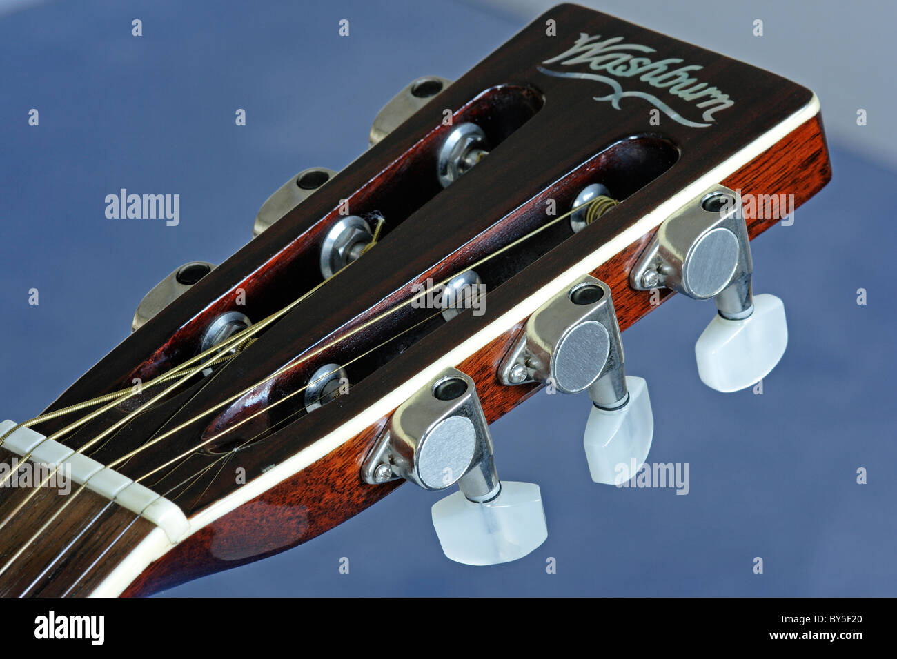 study of the head of a Washburn acoustic guitar Stock Photo Alamy