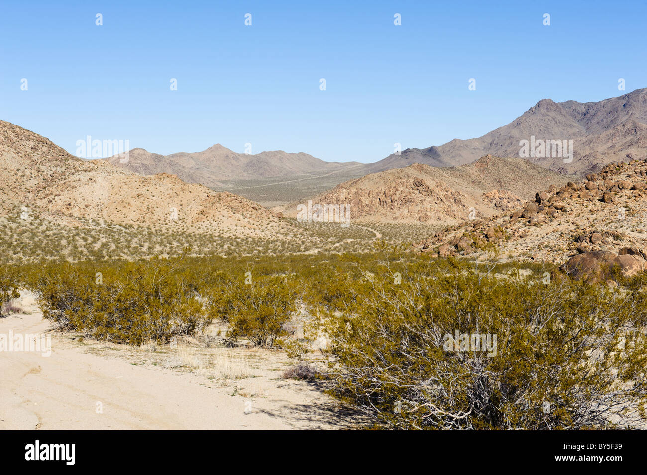 Chukar hunting area in the Western Mojave Desert near Barstow, CA Stock
