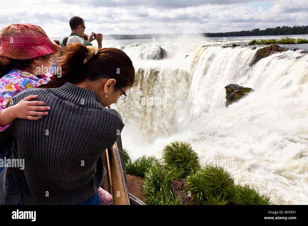 The Garganta del Diablo of Iguazu falls as seen from Misiones, Argentina. Stock Photo