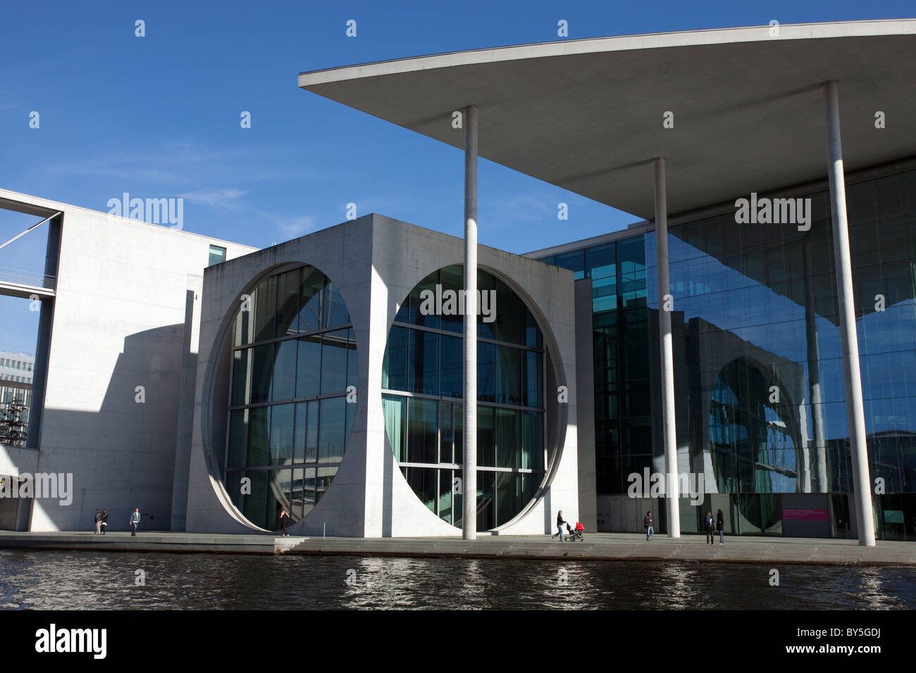 Germany,Berlin,Marie Leuders Haus, and tour boats on the River Spree Stock Photo
