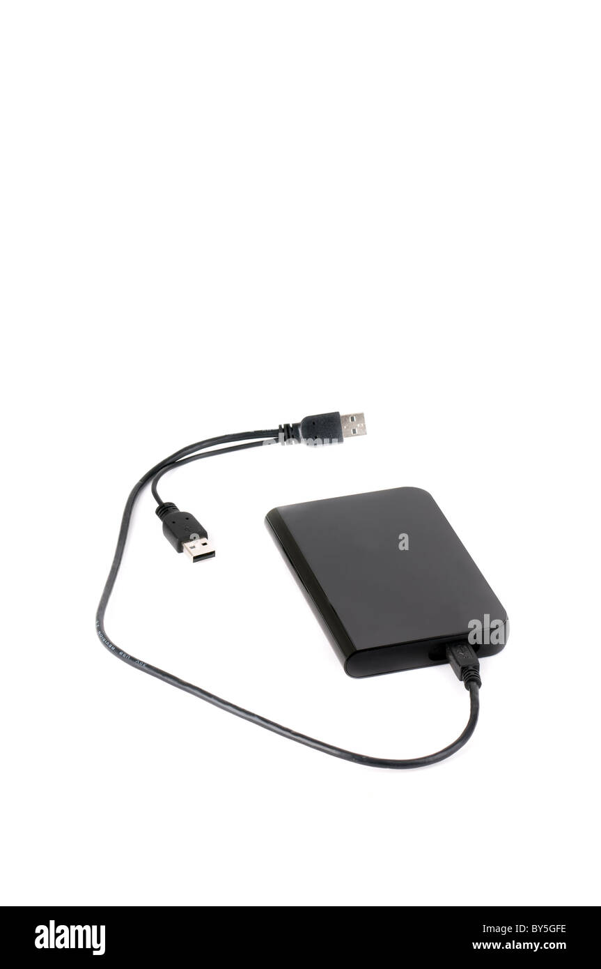 Portable external hard disk drive with USB cable isolated on white background Stock Photo Alamy