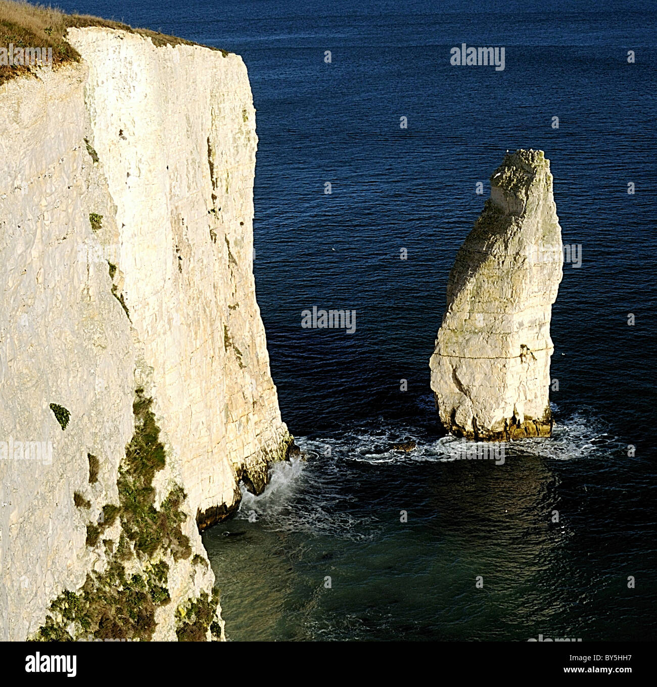 Ballard Down swanage dorset  photo of pinnacle and chalk cliffs Stock Photo