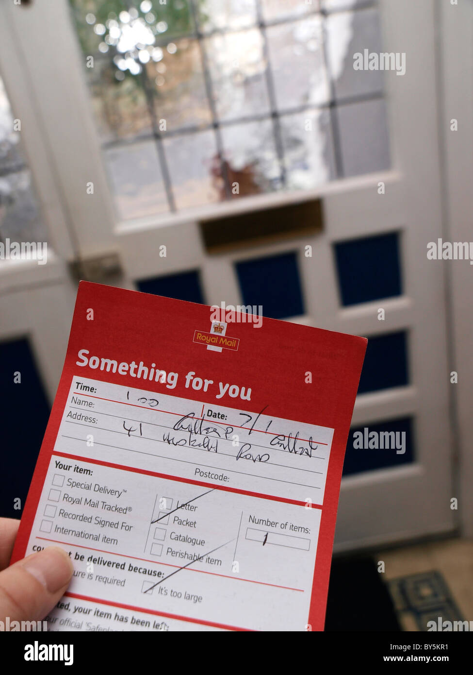 Post Office could not deliver you package card Stock Photo Alamy