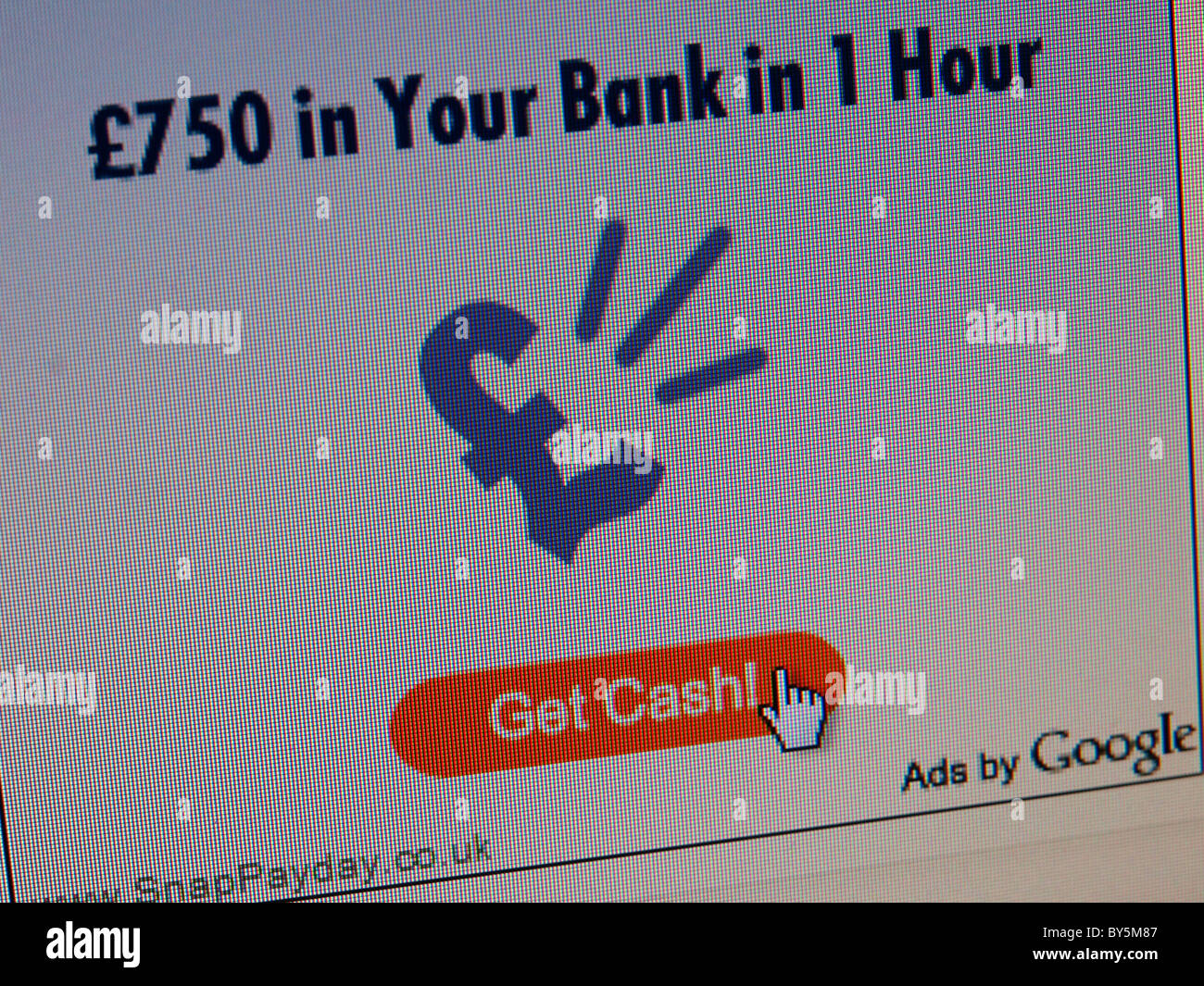 QuickLoans 'Person to person sub-prime lending' is an online payday loan service that charges very high rates of interest Stock Photo