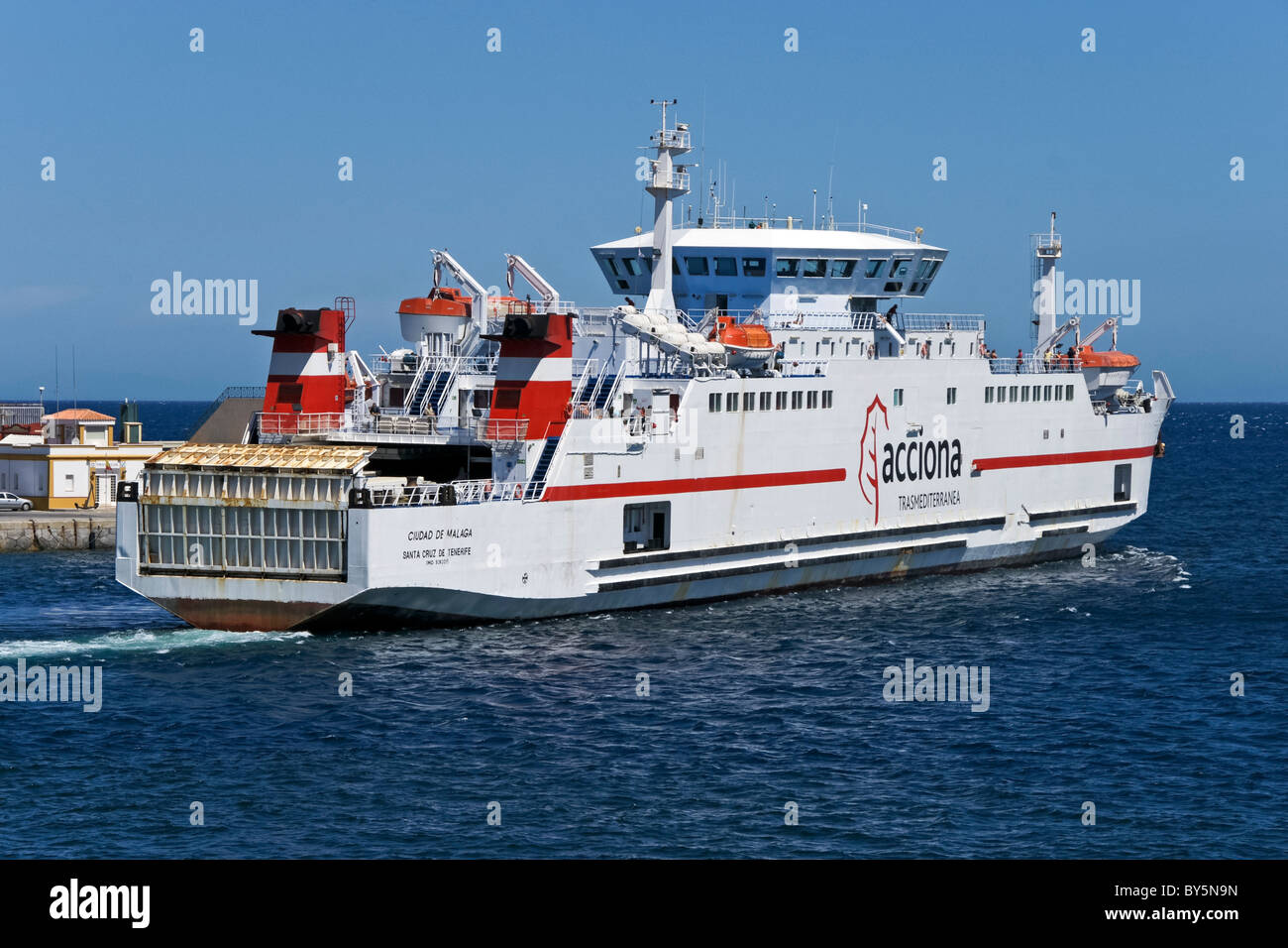 Acciona Trasmediterranea ferry Ciudad de Malaga at Ceuta in Spanish Morocco Stock Photo