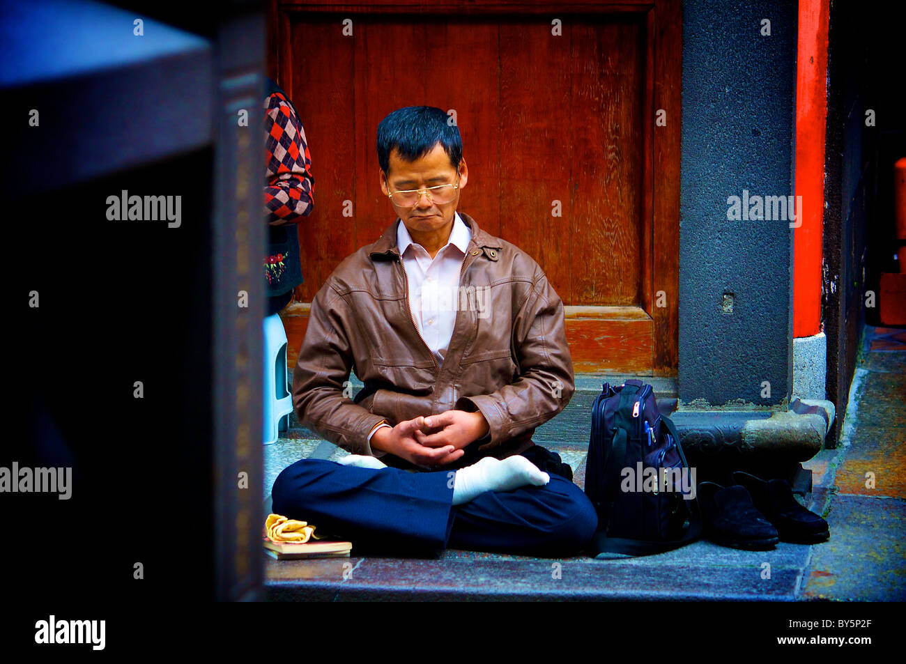 meditating man Stock Photo