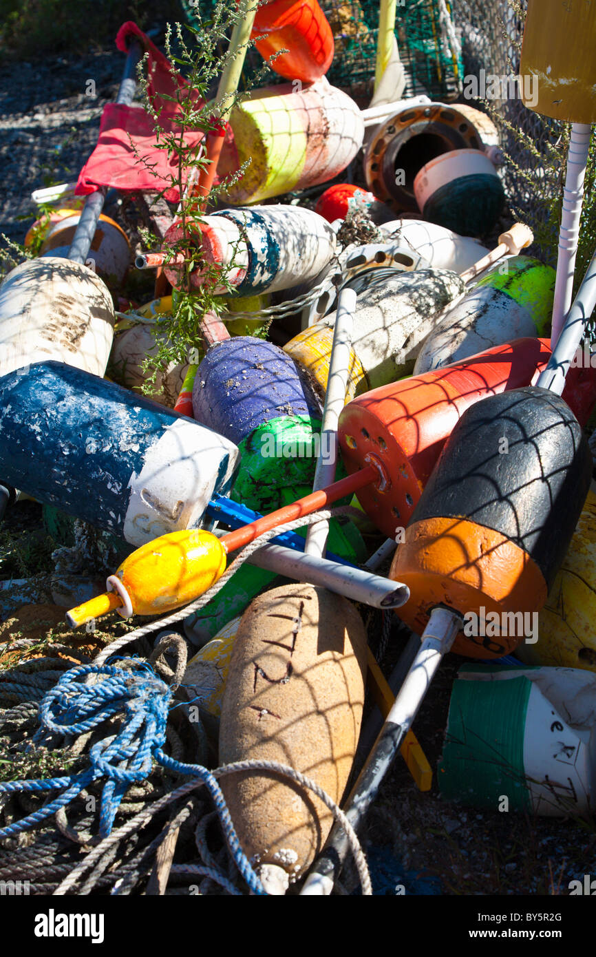 A pile of lobster bouys on a dock in Portland, Maine Stock Photo Alamy