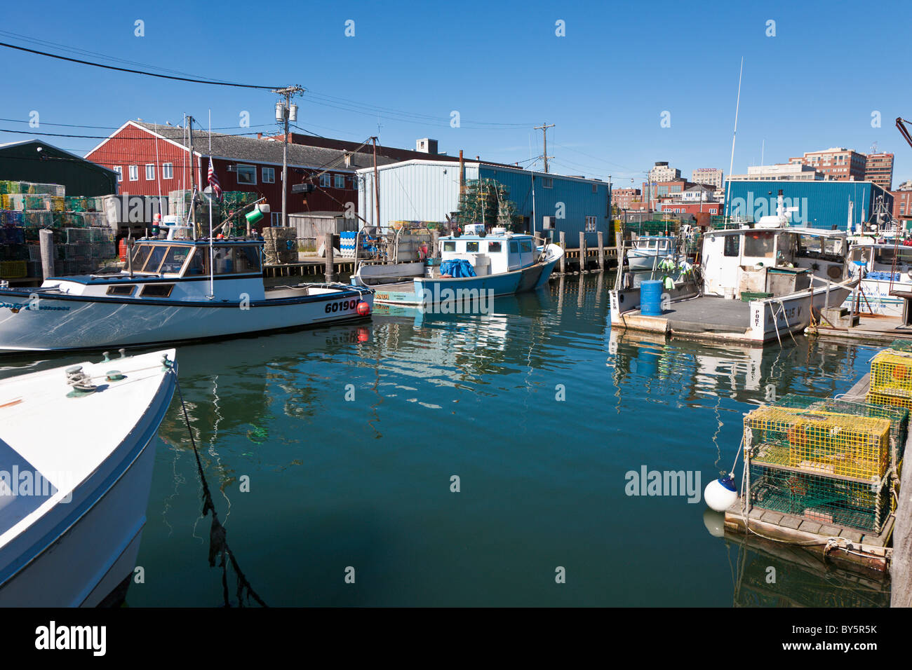 Commercial lobster boat at dock in Portland, Maine Stock Photo Alamy