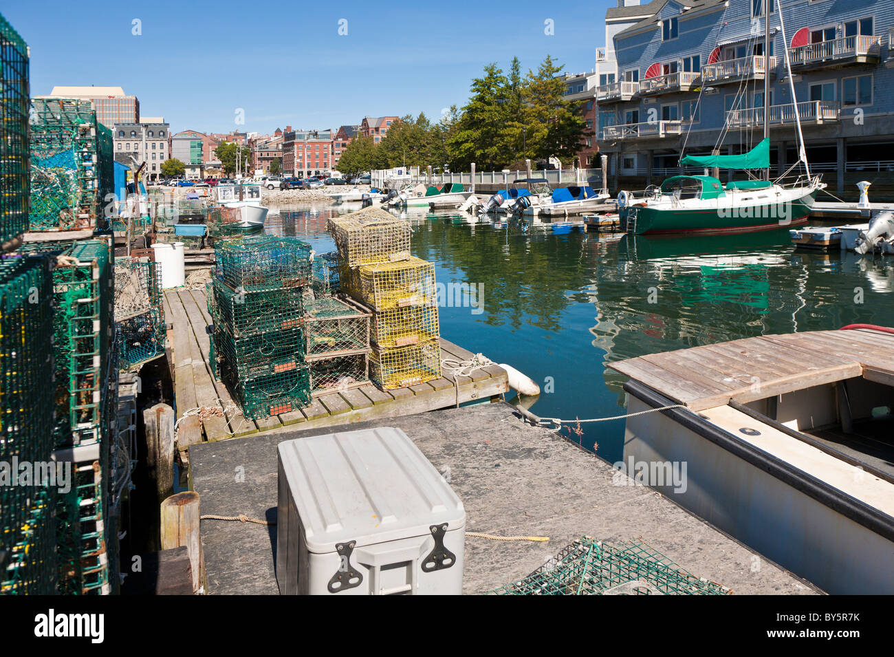 Lobster traps stacked on wharf in Portland, Maine Stock Photo Alamy