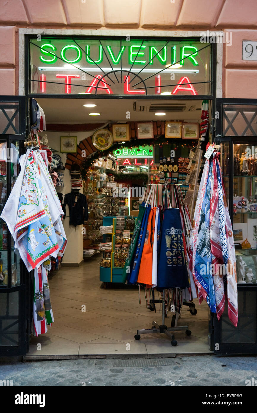 Italy shopping souvenirs store in the center city of Rome Stock Photo