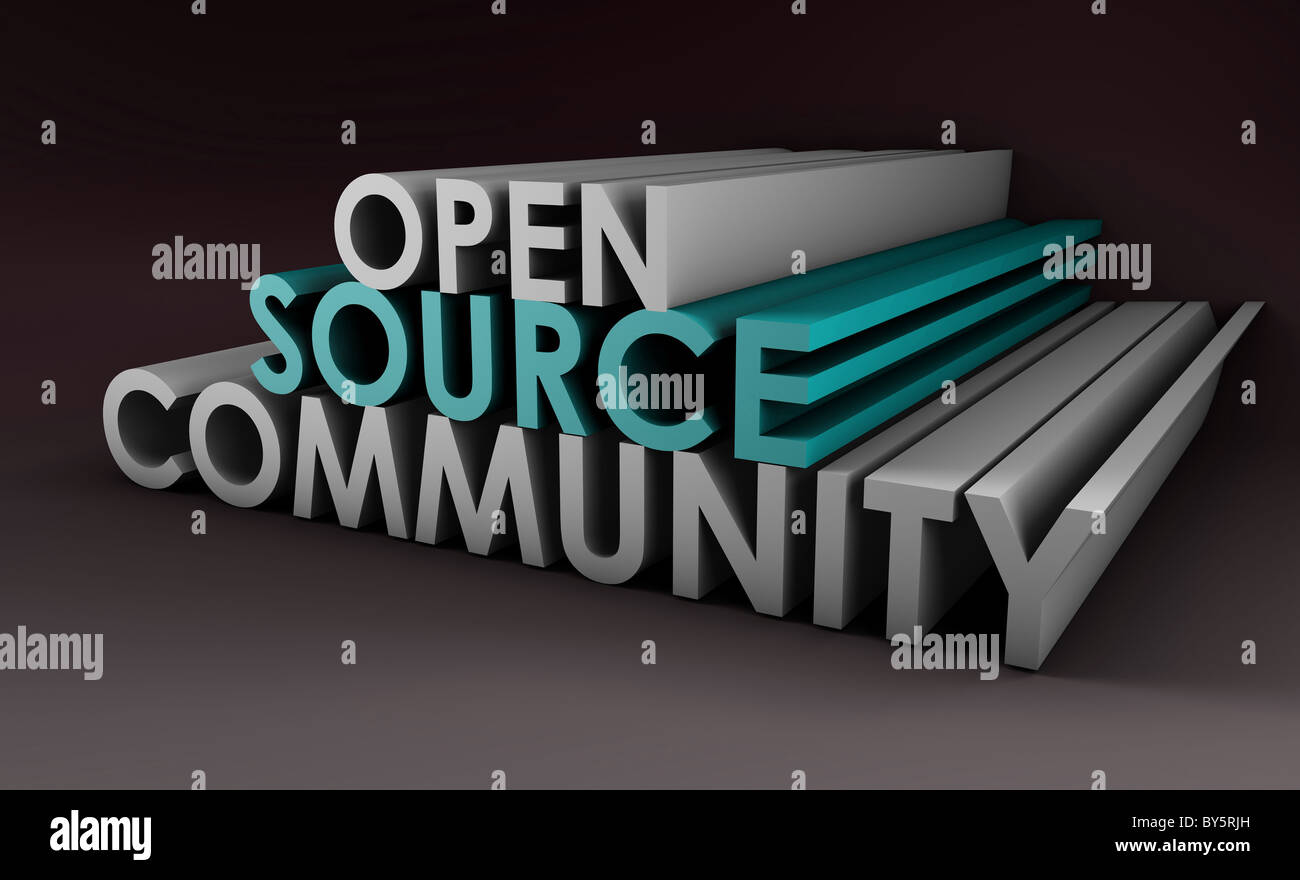 Open Source Community Concept in 3D Art Stock Photo