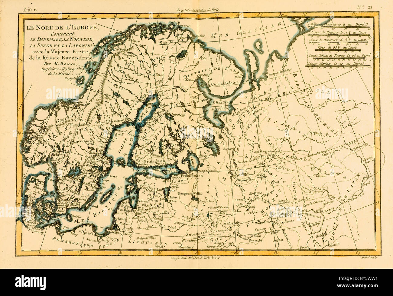 Map of Northern Europe, circa.1760. Stock Photo