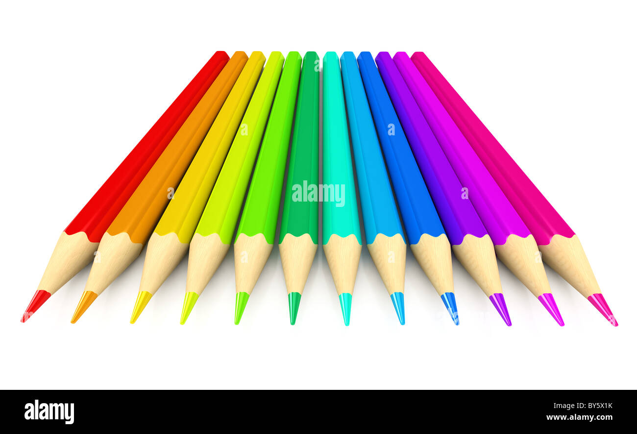 Colour pencils over white background Stock Photo