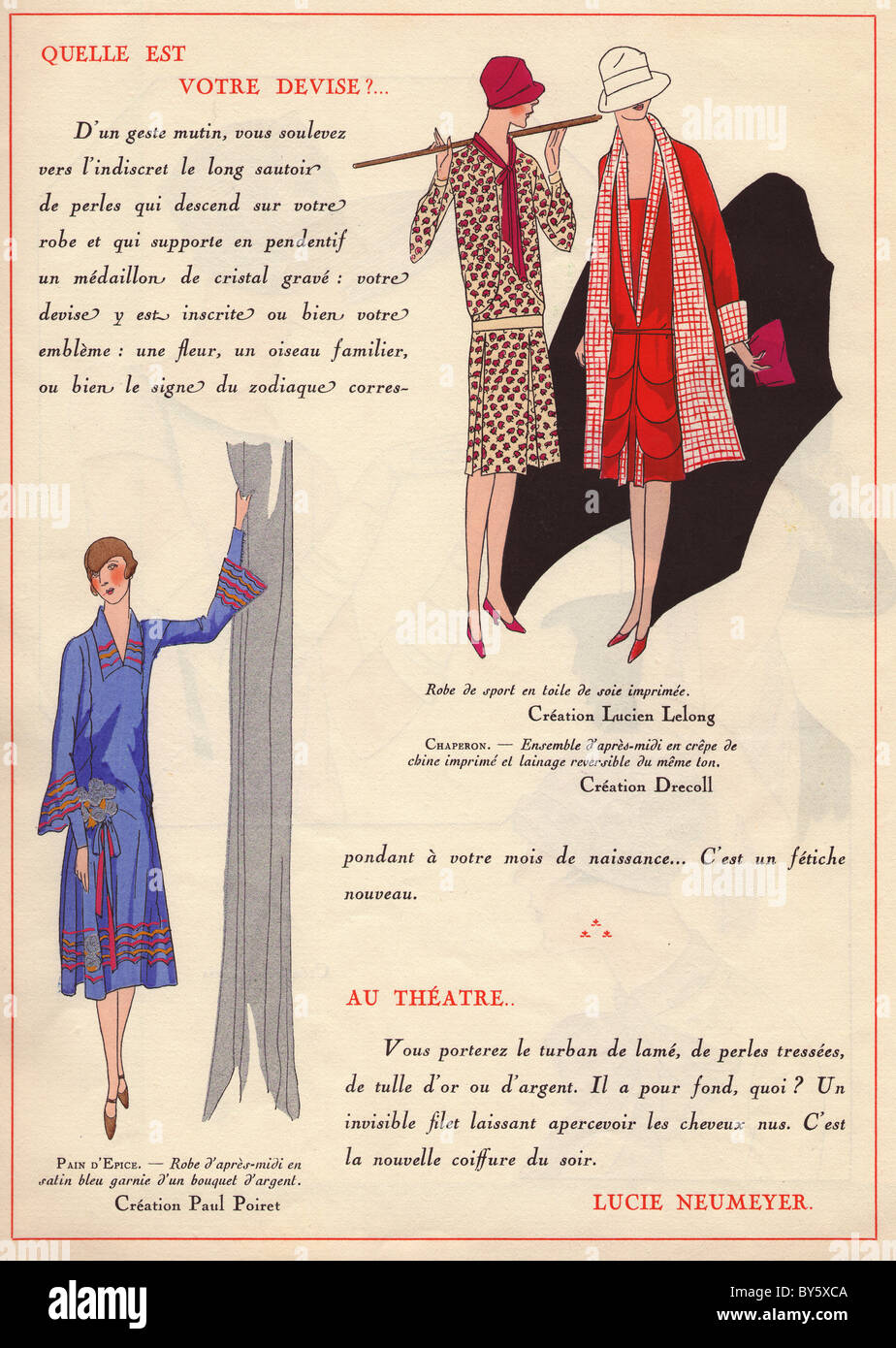 1920s women's fashions. Stock Photo