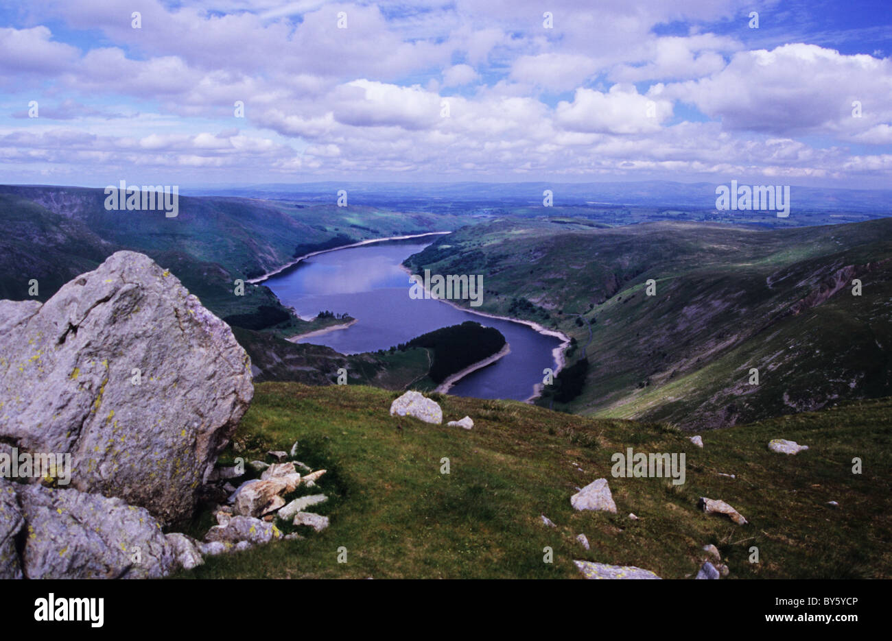 Haweswater Reservoir, from high on the fells. Wonderful scenery from up in the hills around Haweswater  reservoir. Stock Photo