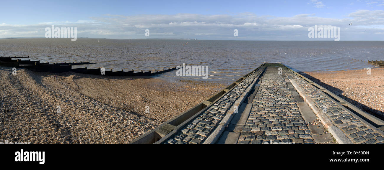 slipway in front of the Whitstable Oyster Restaurant Kent England Stock Photo
