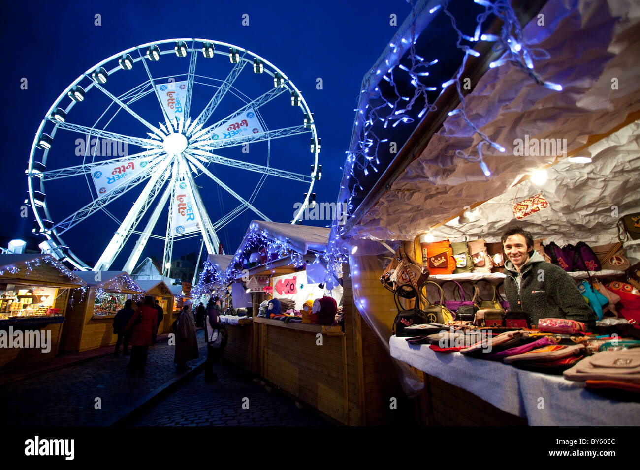 Brussels Christmas Market in Place SainteCatherine Stock Photo Alamy