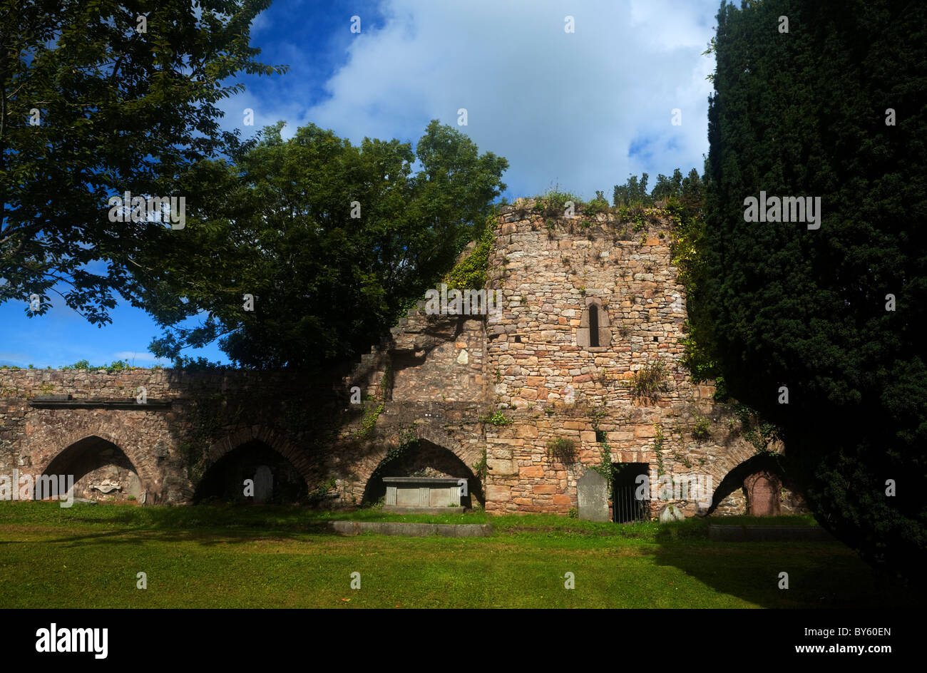 14th Century Town Walls in the Grounds of  St Mary's Church, Clonmel, County Tipperary, Ireland Stock Photo