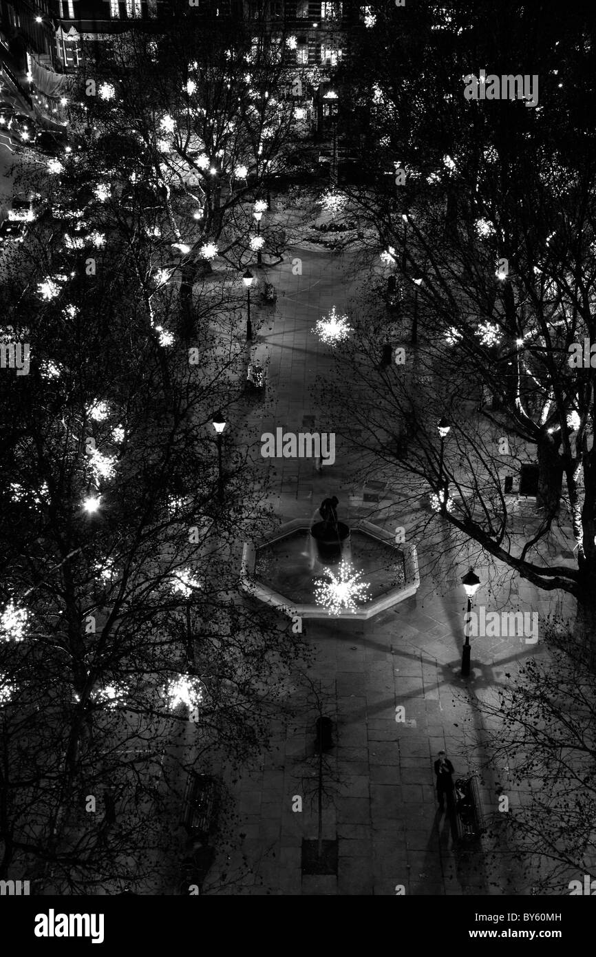 Christmas Lights decorate Sloane Square, Belgravia, London, UK Stock Photo