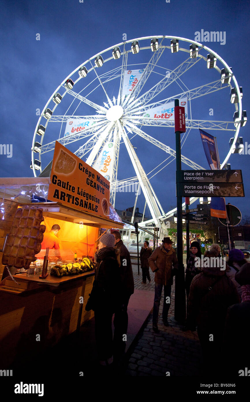 Brussels Christmas Market in Place SainteCatherine Stock Photo Alamy