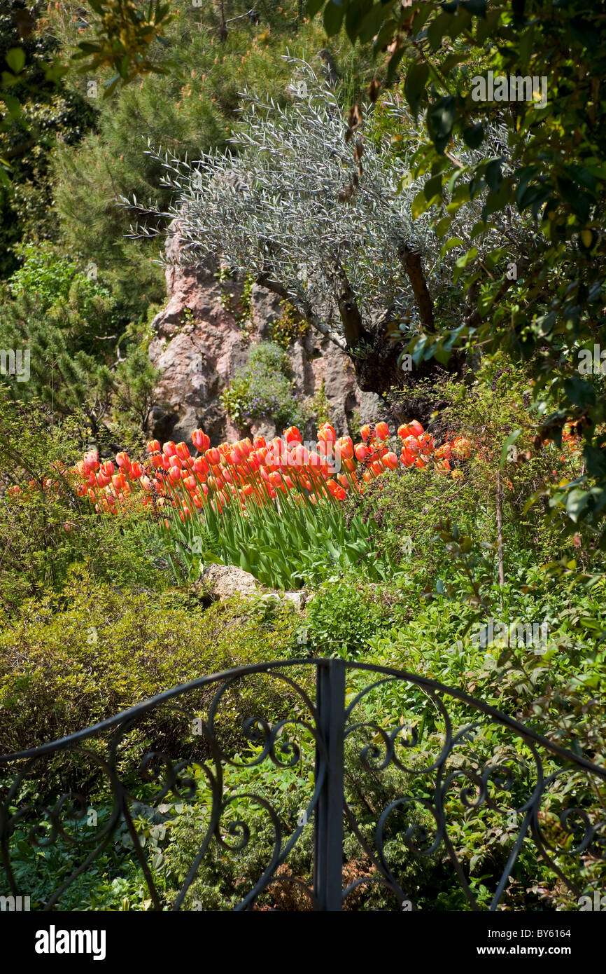 View of Andre Heller Gardens in Gardone Lake Garda Italy Stock Photo