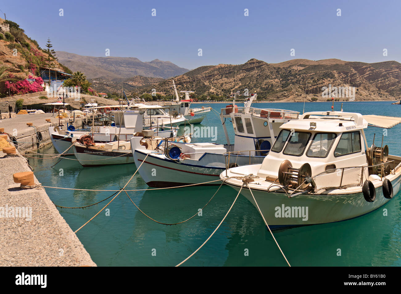Crete Agia Galini Fishing Boats In The Harbour Stock Photo
